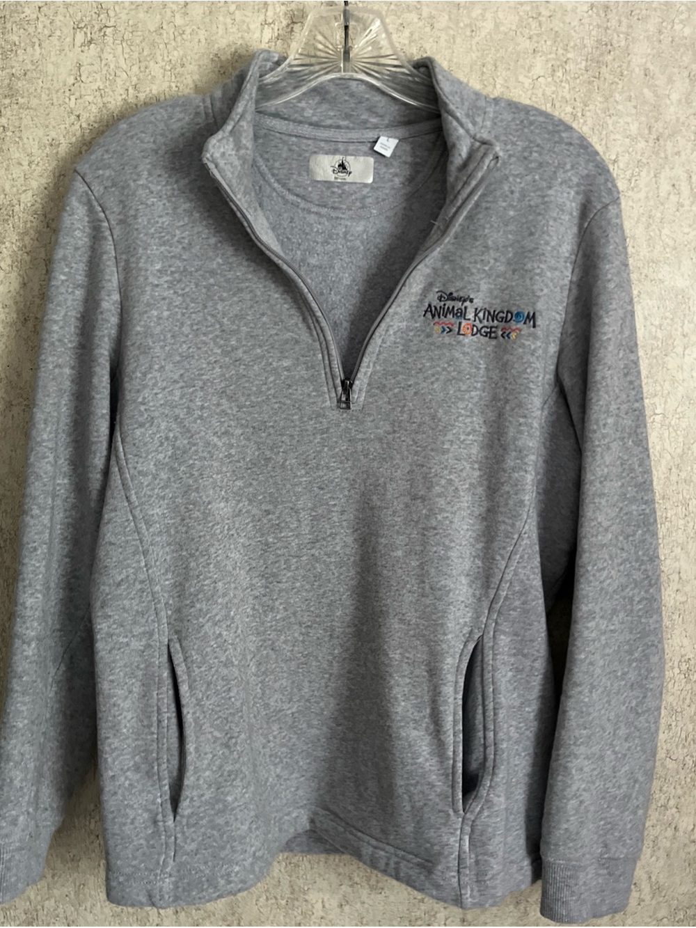 Disney Parks Animal Kingdom Lodge Quarter Zip Pullover fleece Gray Women’s Large